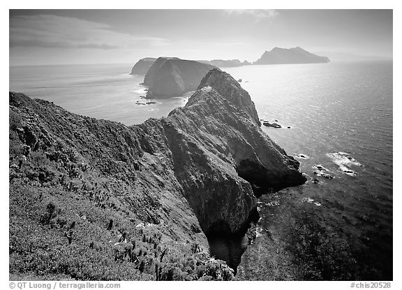 Chain of islands, afternoon, Anacapa Island. Channel Islands National Park (black and white)
