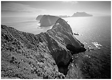 Chain of islands, afternoon, Anacapa Island. Channel Islands National Park, California, USA. (black and white)