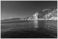 South shore cliffs and reflections, Santa Cruz Island. Channel Islands National Park ( black and white)