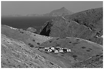 Ranger residences, Santa Cruz Island. Channel Islands National Park, California, USA. (black and white)
