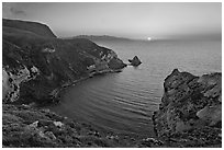 Sunset, Potato Harbor, Santa Cruz Island. Channel Islands National Park, California, USA. (black and white)