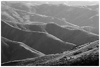Hills and ridges in late afternoon, Santa Rosa Island. Channel Islands National Park ( black and white)