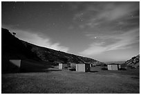 Campground at night, Santa Rosa Island. Channel Islands National Park ( black and white)