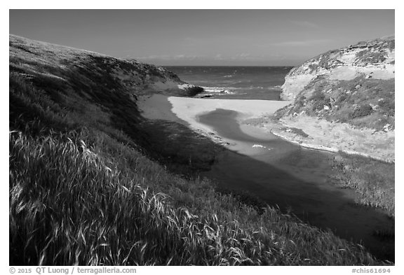 Mouth of Lobo Canyon, Santa Rosa Island. Channel Islands National Park (black and white)