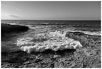 Wave action near the mouth of Lobo Canyon, Santa Rosa Island. Channel Islands National Park ( black and white)