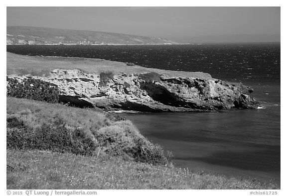 Black Point on windy day, Santa Rosa Island. Channel Islands National Park (black and white)