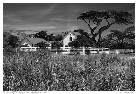Vail and Vickers Ranch house, Santa Rosa Island. Channel Islands National Park (black and white)