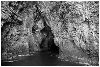 Entrance to Painted Cave, Santa Cruz Island. Channel Islands National Park ( black and white)