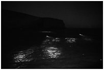 Underwater lights from divers, Santa Barbara Island. Channel Islands National Park ( black and white)