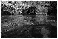 Clear waters, kelp, annd sea caves, Santa Cruz Island. Channel Islands National Park ( black and white)