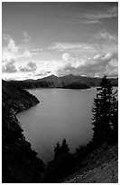 View towards  West from Sun Notch, sunset. Crater Lake National Park ( black and white)