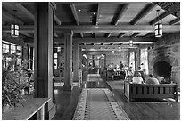 Inside Crater Lake Lodge. Crater Lake National Park ( black and white)