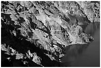 Volcanic cliffs below Hillman Peak, afternoon. Crater Lake National Park ( black and white)