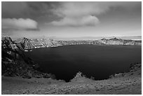 Lake view from Cloudcap overlook. Crater Lake National Park ( black and white)