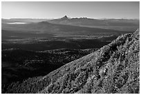 Diamond Lake and Mt Thielsen seen from Mount Scott. Crater Lake National Park ( black and white)