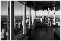 Interior of active fire lookout on Watchman. Crater Lake National Park ( black and white)