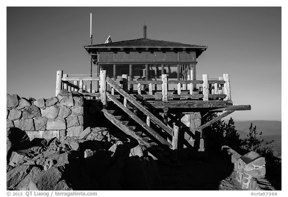 Fire lookout, the Watchman. Crater Lake National Park (black and white)