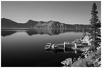 Boat dock, Cleetwood Cove. Crater Lake National Park ( black and white)