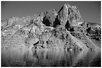 Llao Rock seen from the lake. Crater Lake National Park ( black and white)