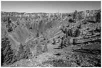Crater inside Wizard Island cinder cone. Crater Lake National Park ( black and white)