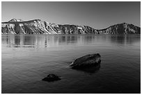 Rocks in lake, Cleetwood Cove. Crater Lake National Park ( black and white)