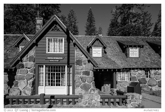 Steel Visitor Center. Crater Lake National Park (black and white)