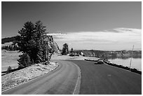 Road near North Junction. Crater Lake National Park ( black and white)