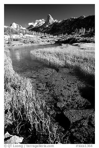 Stream and Mountains. Kings Canyon National Park (black and white)