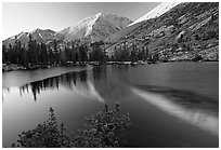 Reflections on lake at sunset. Kings Canyon National Park ( black and white)