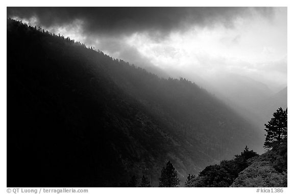 Kings Canyon from Cedar Grove overlook. Kings Canyon National Park (black and white)