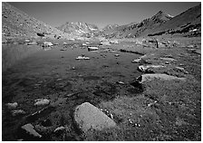 Pond at Sawmill Pass, morning. Kings Canyon National Park ( black and white)