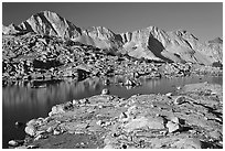 Lake and Mt Giraud range, morning, Dusy Basin. Kings Canyon National Park ( black and white)