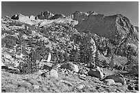 Mt Giraud chain, Lower Dusy basin. Kings Canyon National Park ( black and white)