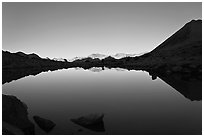 Lake and reflections, early morning, Dusy Basin. Kings Canyon National Park ( black and white)