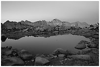 Pond in Dusy Basin and Mt Giraud, dawn. Kings Canyon National Park ( black and white)
