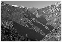 Middle Forks of the Kings River with snowy Spanish Mountain. Kings Canyon National Park ( black and white)