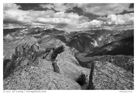 View from  top of Lookout Peak. Kings Canyon National Park (black and white)