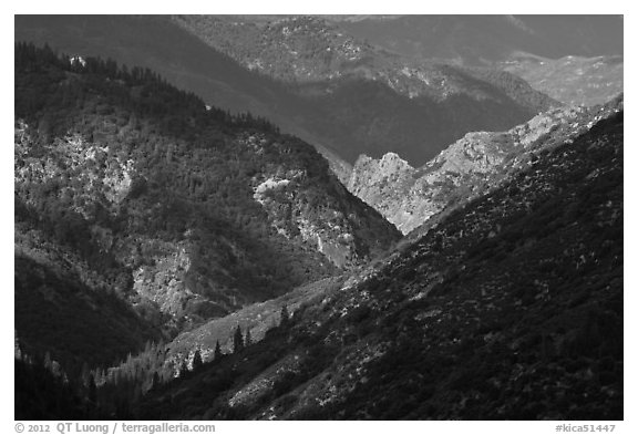 Canyon of the South Forks of the Kings River. Kings Canyon National Park (black and white)