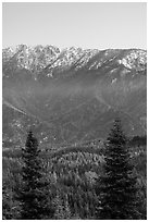 Tombstone Ridge at dawn in autumn. Kings Canyon National Park ( black and white)