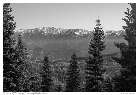 Tombstone Ridge from Kings Canyon Overlook. Kings Canyon National Park (black and white)