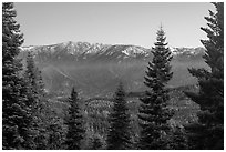Tombstone Ridge from Kings Canyon Overlook. Kings Canyon National Park ( black and white)