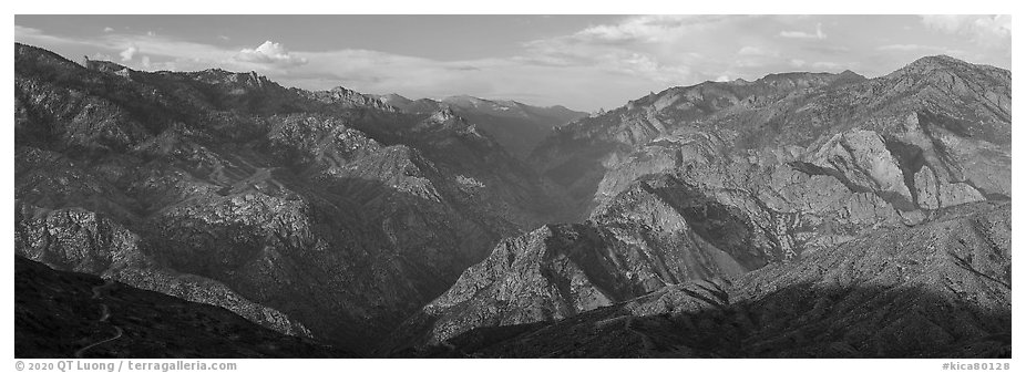 Kings River Gorge, sunset. Kings Canyon National Park (black and white)