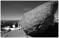 Glacial erratic rock. Lassen Volcanic National Park, California, USA. (black and white)