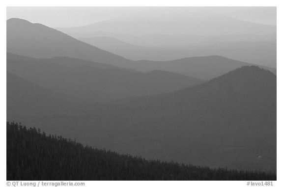 Ridges from Brokeoff Mountain. Lassen Volcanic National Park (black and white)