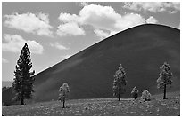 Cinder cone. Lassen Volcanic National Park, California, USA. (black and white)