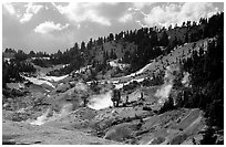 Bumpass Hell thermal area. Lassen Volcanic National Park, California, USA. (black and white)