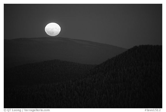 Moonrise from Prospect Peak. Lassen Volcanic National Park (black and white)