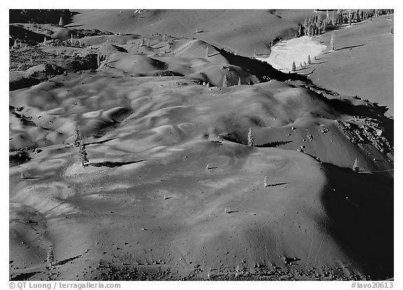 Painted dunes seen from above. Lassen Volcanic National Park (black and white)