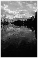 Reflection lake and Chaos Crags, sunset. Lassen Volcanic National Park ( black and white)