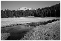 Upper Meadow and Lassen Peak, late summer. Lassen Volcanic National Park ( black and white)